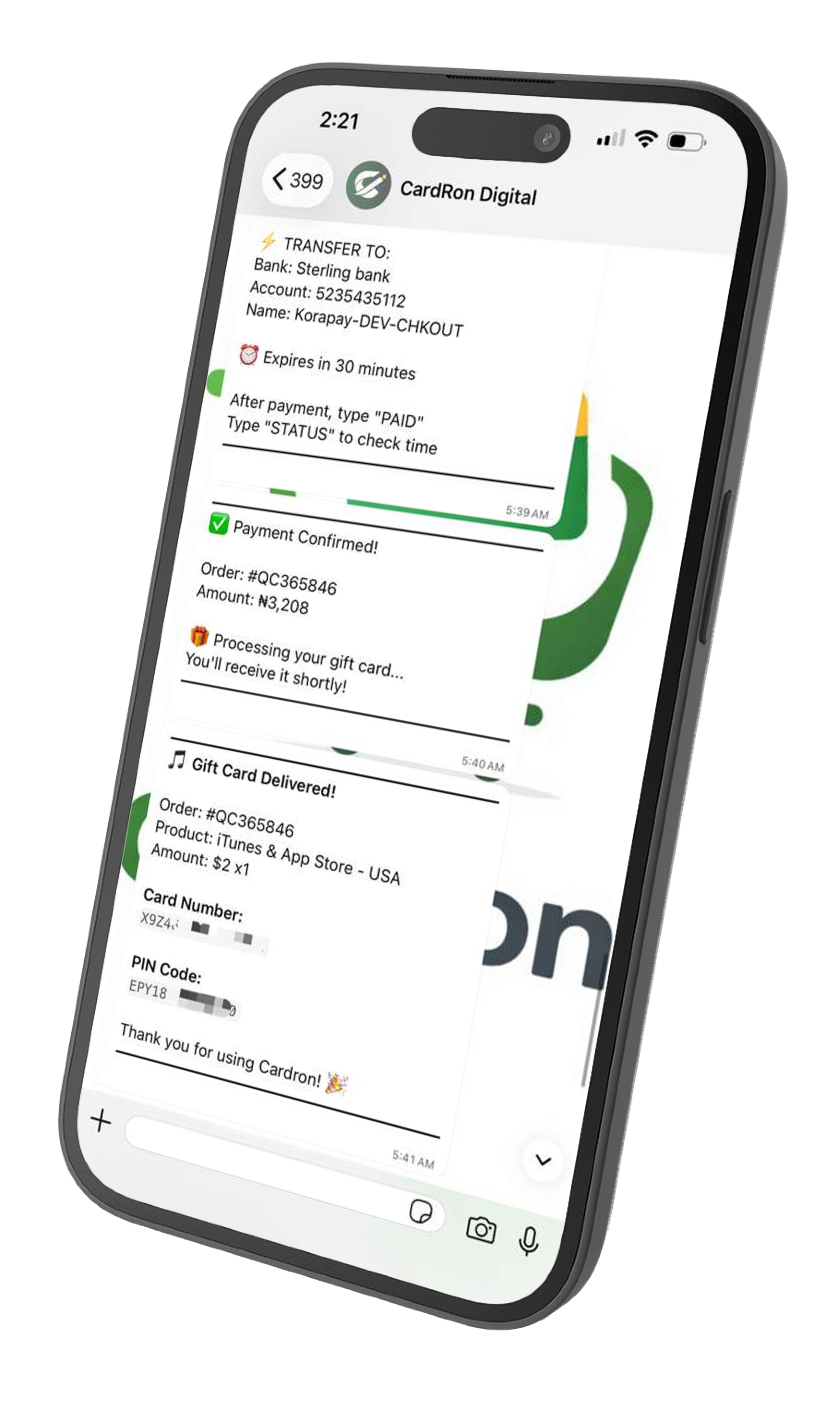 Gift Cards on WhatsApp